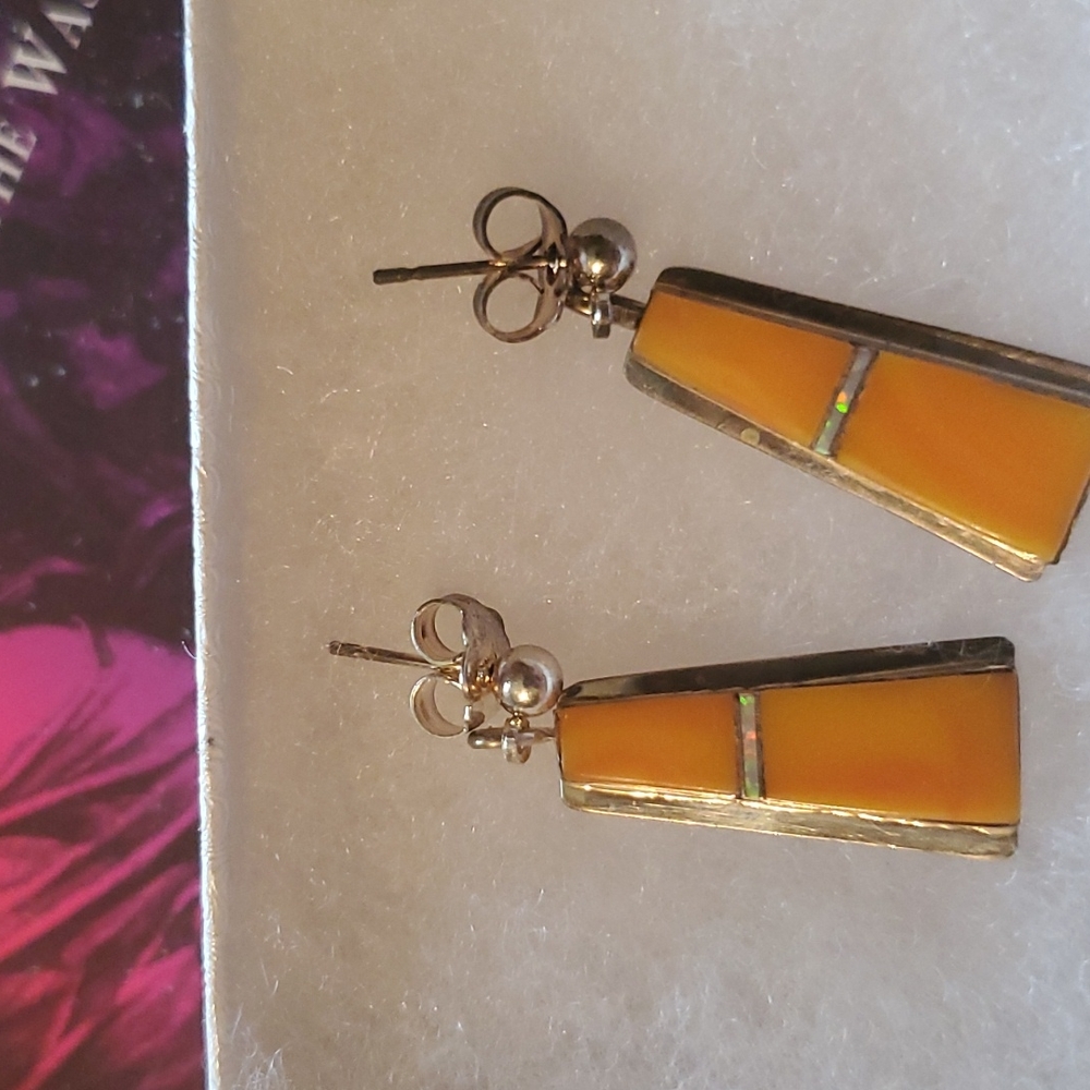 Elegant Gold and Orange Earrings